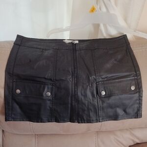 No Boundaries Black Faux Leather Mini Skirt